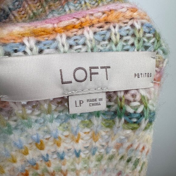 LOFT Wool Blend Sweater Dress Multicolor Pastels Crew Neck Soft Midi woman’s siz - Picture 9 of 10